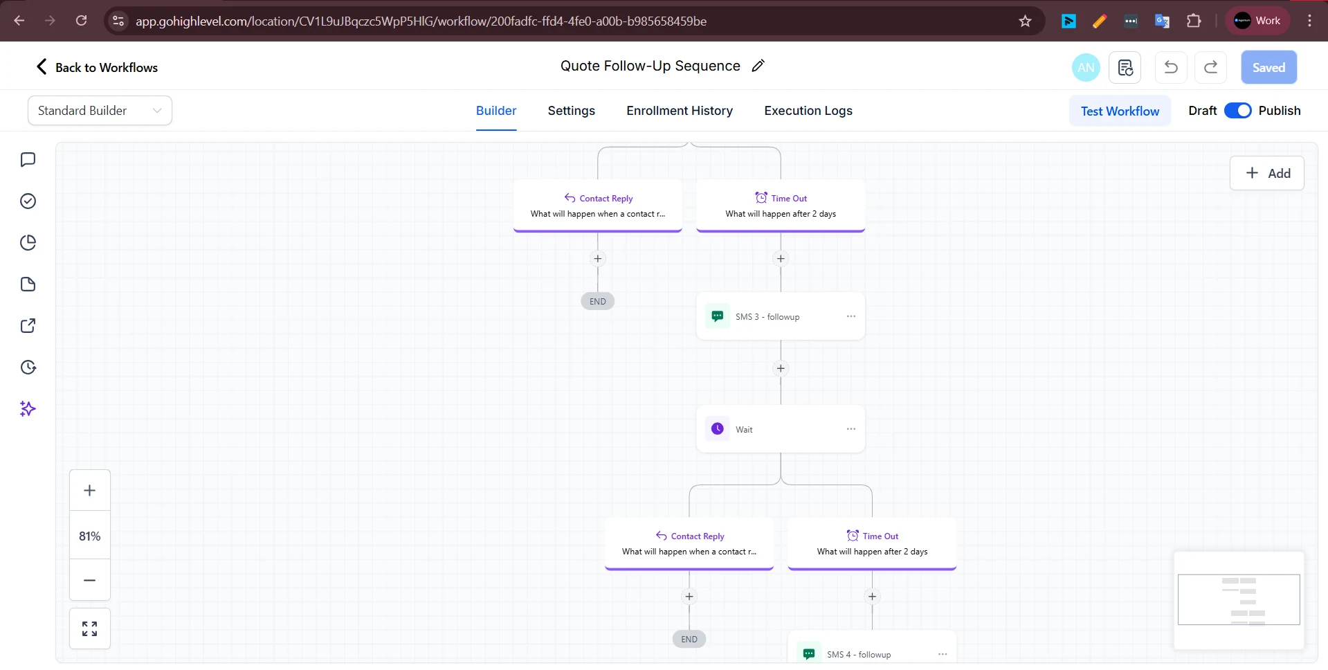 Quote follow-up: stops when the customer replies, nudges if they don't